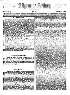 Allgemeine Zeitung Donnerstag 10. März 1859