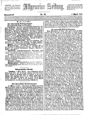 Allgemeine Zeitung Samstag 2. April 1859