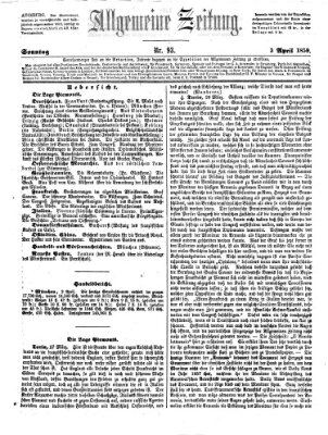 Allgemeine Zeitung Sonntag 3. April 1859