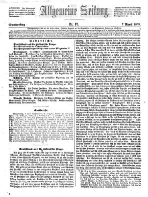 Allgemeine Zeitung Donnerstag 7. April 1859