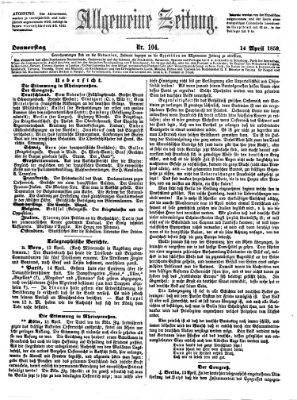 Allgemeine Zeitung Donnerstag 14. April 1859