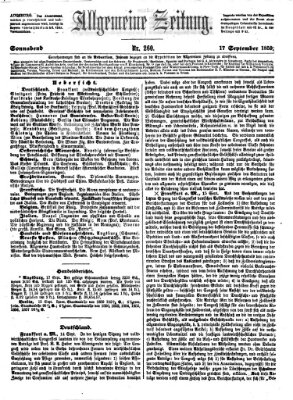 Allgemeine Zeitung Samstag 17. September 1859