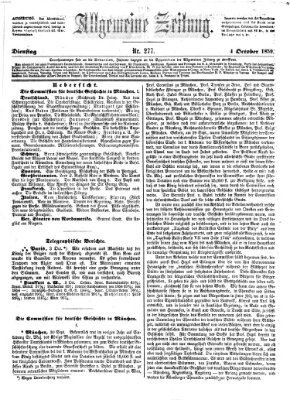 Allgemeine Zeitung Dienstag 4. Oktober 1859