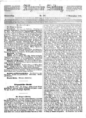 Allgemeine Zeitung Donnerstag 3. November 1859