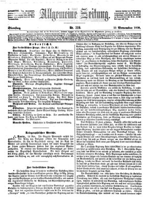 Allgemeine Zeitung Dienstag 15. November 1859