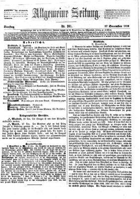 Allgemeine Zeitung Dienstag 27. Dezember 1859