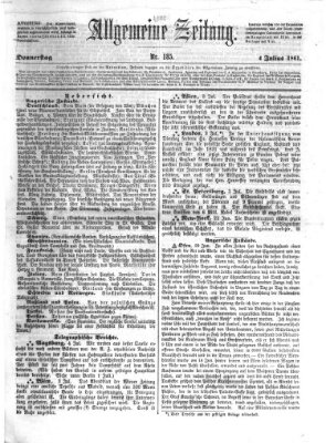 Allgemeine Zeitung Donnerstag 4. Juli 1861