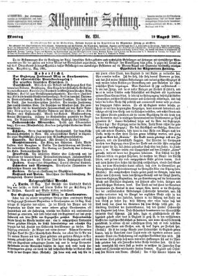 Allgemeine Zeitung Montag 19. August 1861