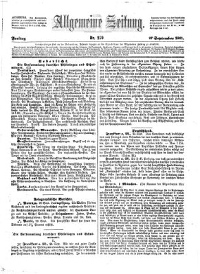 Allgemeine Zeitung Freitag 27. September 1861
