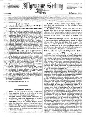 Allgemeine Zeitung Dienstag 1. Oktober 1861