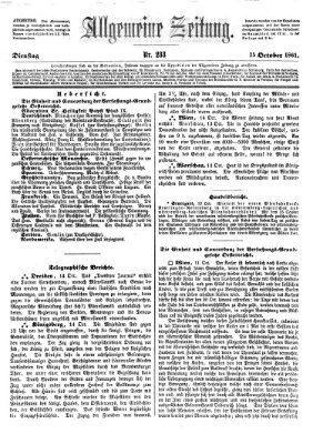 Allgemeine Zeitung Dienstag 15. Oktober 1861