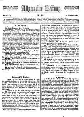Allgemeine Zeitung Mittwoch 30. Oktober 1861