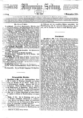Allgemeine Zeitung Freitag 1. November 1861