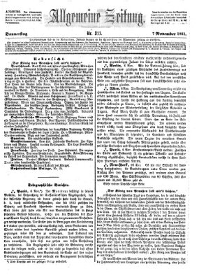 Allgemeine Zeitung Donnerstag 7. November 1861