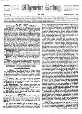 Allgemeine Zeitung Sonntag 10. November 1861