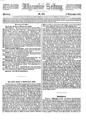 Allgemeine Zeitung Montag 11. November 1861