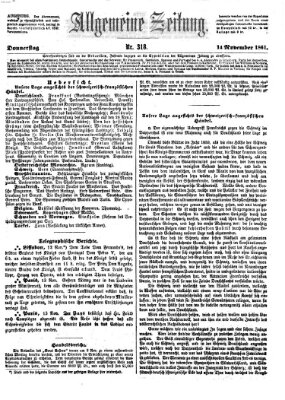 Allgemeine Zeitung Donnerstag 14. November 1861