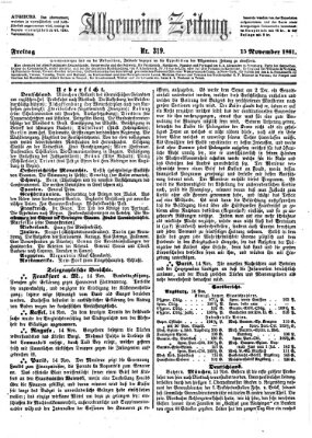 Allgemeine Zeitung Freitag 15. November 1861