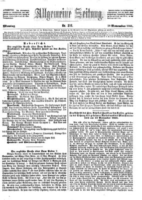 Allgemeine Zeitung Montag 18. November 1861