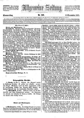 Allgemeine Zeitung Donnerstag 12. Dezember 1861
