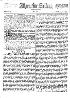 Allgemeine Zeitung Mittwoch 18. Dezember 1861