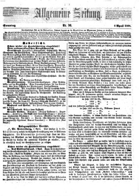 Allgemeine Zeitung Sonntag 6. April 1862