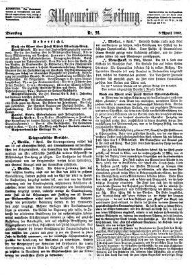Allgemeine Zeitung Dienstag 8. April 1862