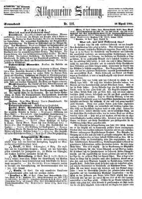 Allgemeine Zeitung Samstag 26. April 1862