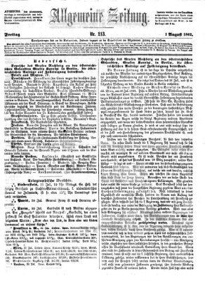 Allgemeine Zeitung Freitag 1. August 1862