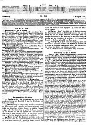 Allgemeine Zeitung Sonntag 3. August 1862