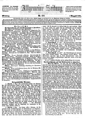 Allgemeine Zeitung Montag 4. August 1862
