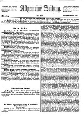 Allgemeine Zeitung Dienstag 23. September 1862