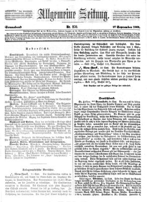 Allgemeine Zeitung Samstag 27. September 1862