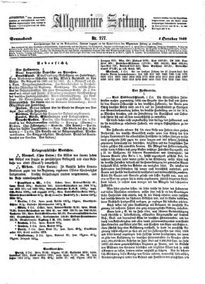 Allgemeine Zeitung Samstag 4. Oktober 1862