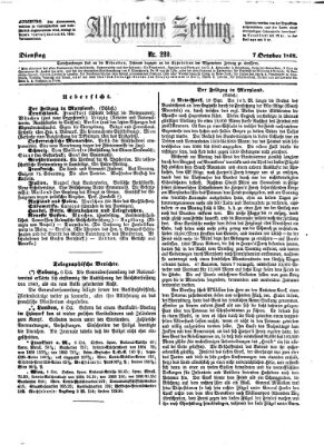 Allgemeine Zeitung Dienstag 7. Oktober 1862