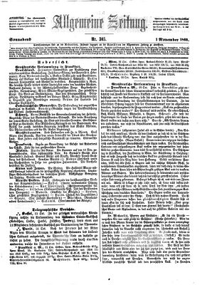 Allgemeine Zeitung Samstag 1. November 1862