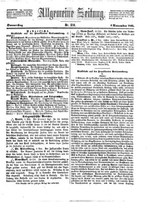 Allgemeine Zeitung Donnerstag 6. November 1862