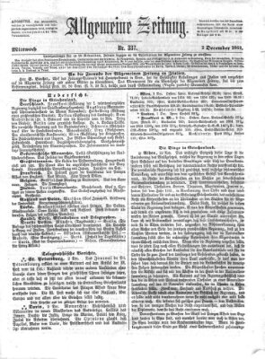 Allgemeine Zeitung Mittwoch 3. Dezember 1862
