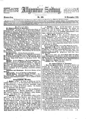 Allgemeine Zeitung Donnerstag 11. Dezember 1862