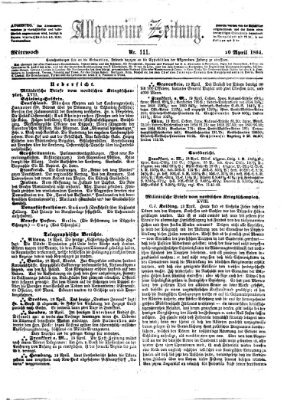 Allgemeine Zeitung Mittwoch 20. April 1864