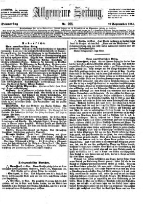 Allgemeine Zeitung Donnerstag 22. September 1864