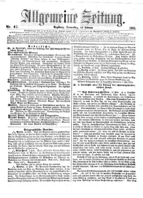 Allgemeine Zeitung Donnerstag 16. Februar 1865