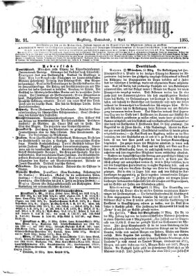 Allgemeine Zeitung Samstag 1. April 1865