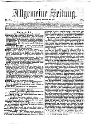 Allgemeine Zeitung Mittwoch 12. Juli 1865
