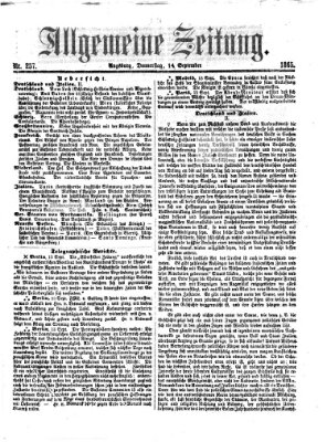Allgemeine Zeitung Donnerstag 14. September 1865