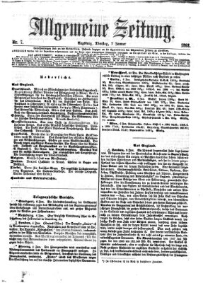 Allgemeine Zeitung Dienstag 7. Januar 1868