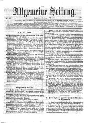 Allgemeine Zeitung Freitag 17. Januar 1868