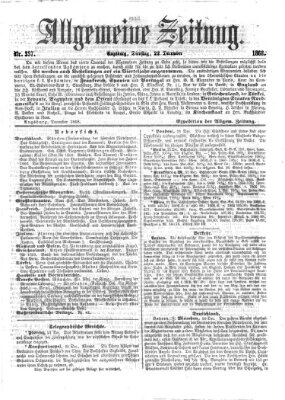 Allgemeine Zeitung Dienstag 22. Dezember 1868