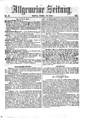 Allgemeine Zeitung Dienstag 12. Januar 1869