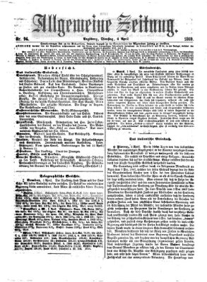 Allgemeine Zeitung Dienstag 6. April 1869